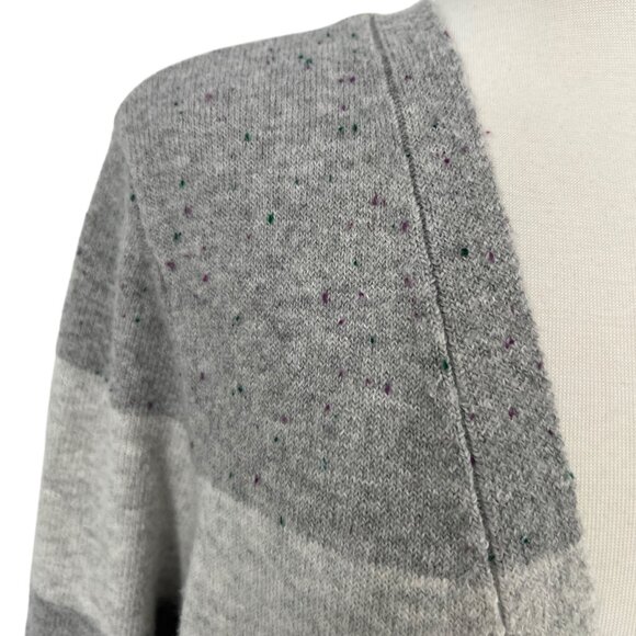 Verve Ami Striped Open Front Cardigan Gray Light Gray Size Large - Picture 4 of 13